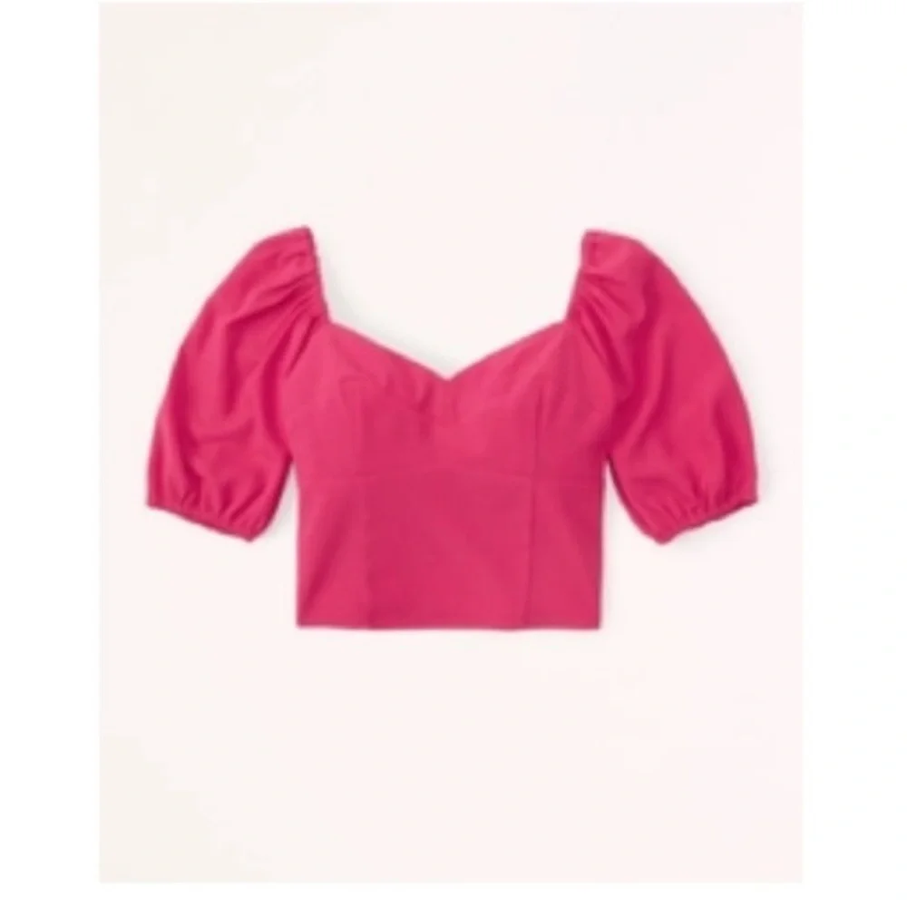 Abercrombie & Fitch Pink Puff Sleeve Sweetheart Corset Top Size L Magenta Pink